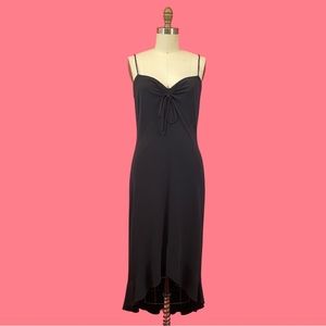 90s Laundry By Shelli Segal Stretch High Low Hem Goth Mini Midi Dress 8